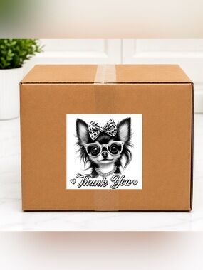 Long Haired Chihuahua Thank You Stickers-100ct.